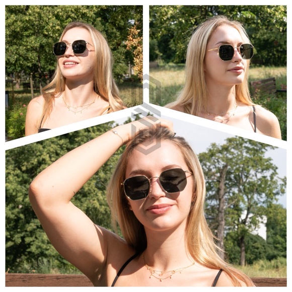 ??Gold Hexagonal Sunglasses main image 11